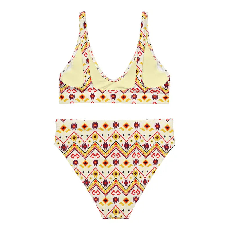 Yellow African Pattern Aztec Recycled High-waisted Bikini Adirelounge