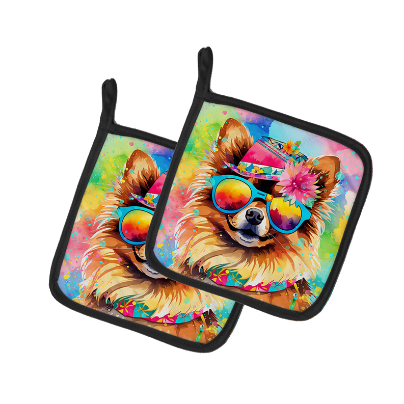 Yellow Labrador Hippie Dawg Pair of Pot Holders Caroline's Treasures