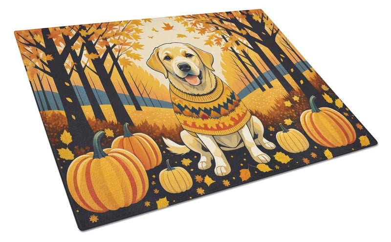 Yellow Labrador Retriever Fall Glass Cutting Board Caroline's Treasures