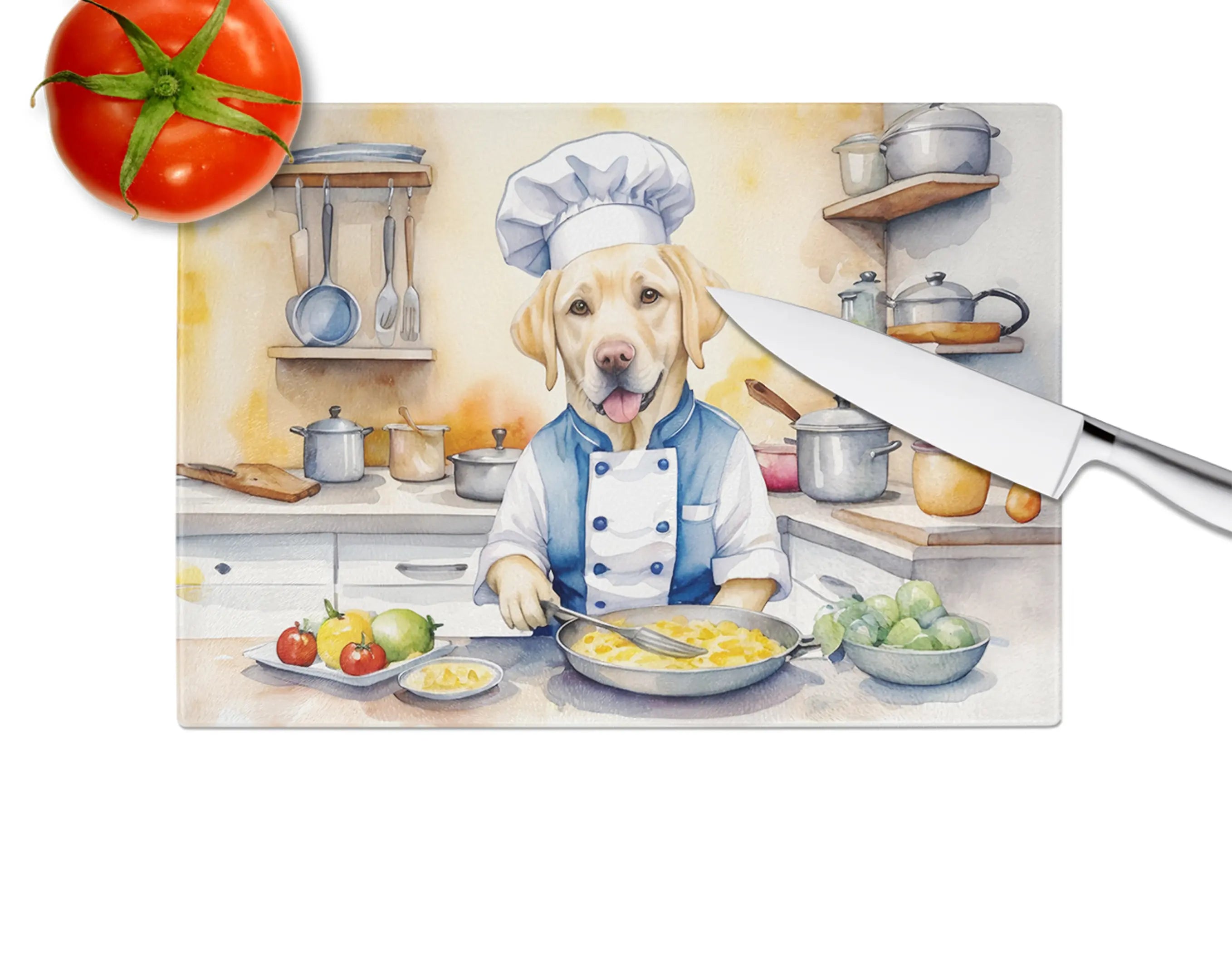 Yellow Labrador Retriever The Chef Glass Cutting Board Caroline's Treasures