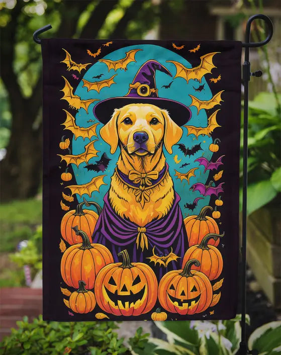 Yellow Labrador Retriever Witchy Halloween Garden Flag Caroline's Treasures