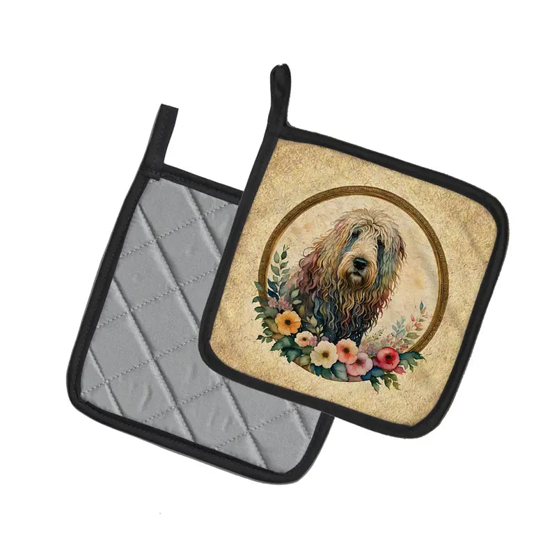 Yellow Labrador Retriever and Flowers Pair of Pot Holders Caroline's Treasures