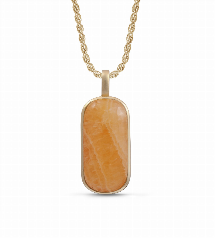 Yellow Lace Agate Tag in 14K Yellow Gold Plated Sterling Silver Luv My Jewelry