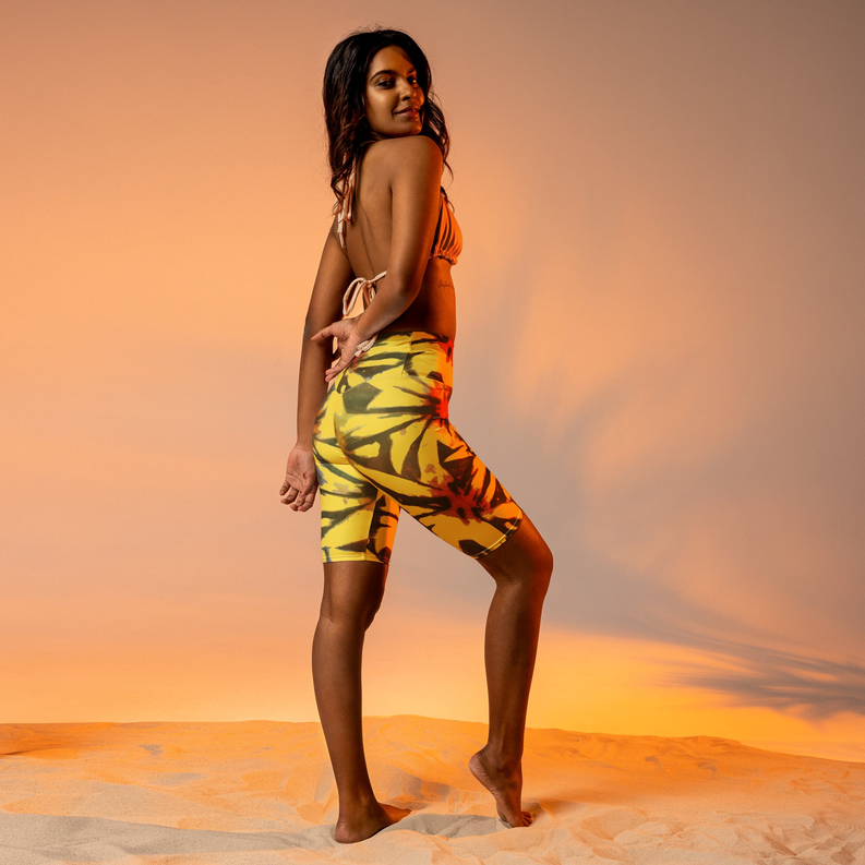 Yellow Tie Dye Biker Shorts Adirelounge