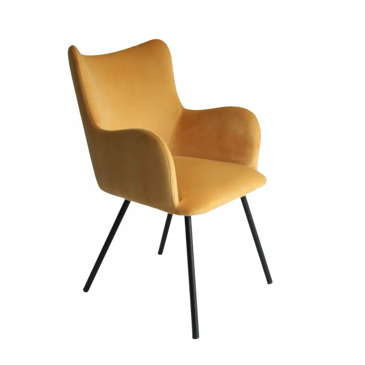 Yellow and Black Upholstered Velvet Wing Back Dining Arm Chair Homeroots Kitchen & Dining