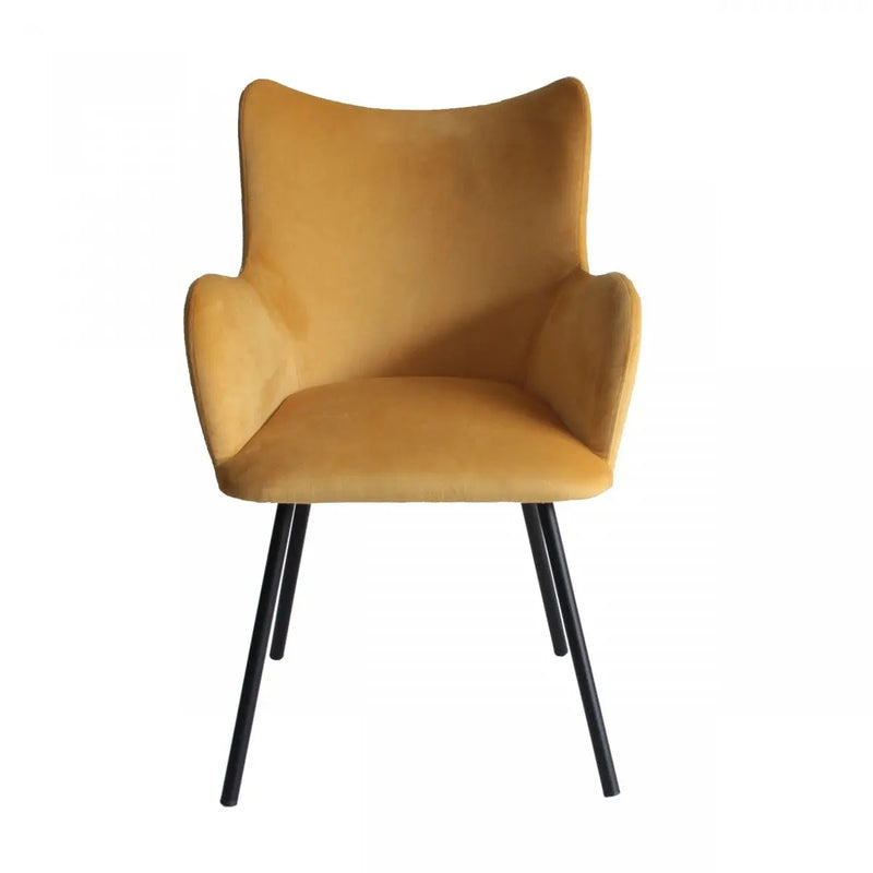 Yellow and Black Upholstered Velvet Wing Back Dining Arm Chair Homeroots Kitchen & Dining