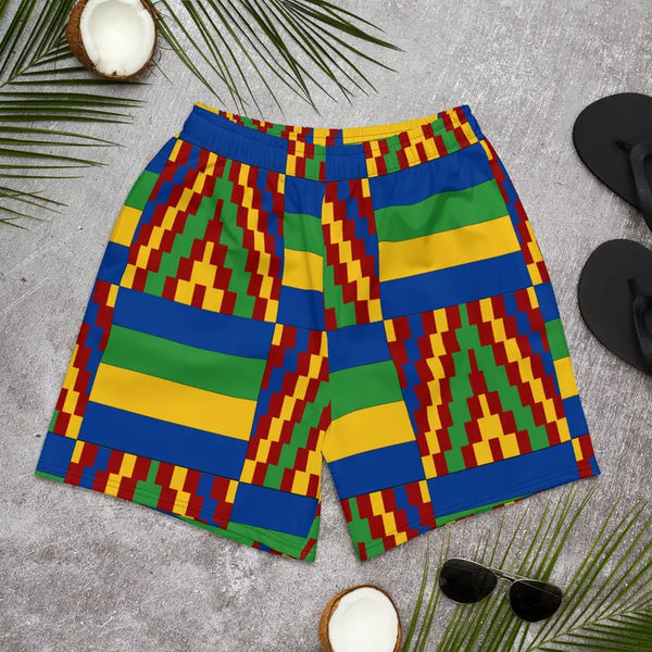 Yellow and Blue Kente African Print Men's Shorts Adirelounge