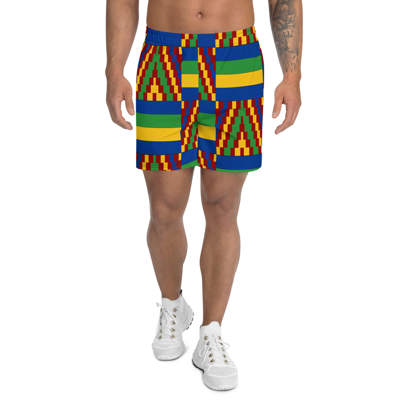 Yellow and Blue Kente African Print Men's Shorts Adirelounge