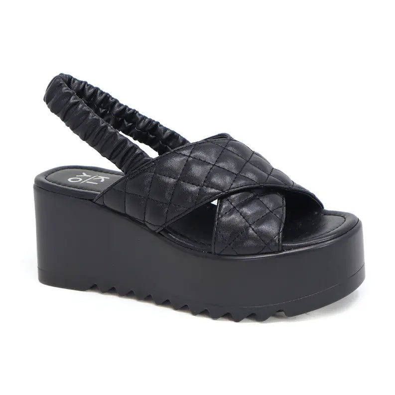 Yoki BUMBLE Women's Platform Wedge Sandals Cross Strap Beach Yoki Fashion