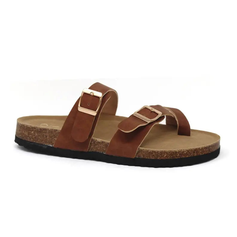 Yoki GIAN-86 Women's toe ring footbed Flat Cork Sandal Yoki Fashion