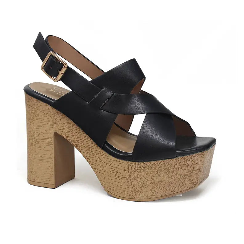 Yoki TESSIE-03 Women's Wooden Heel Open Toe Beach Sandal Yoki Fashion