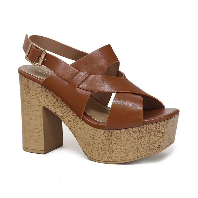 Yoki TESSIE-03 Women's Wooden Heel Open Toe Beach Sandal Yoki Fashion