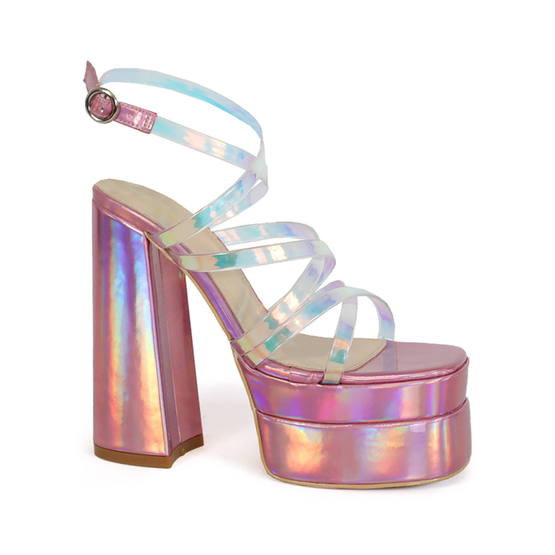 Yoki Women's Platform clear strappy Dress Heels Sandals Yoki Fashion