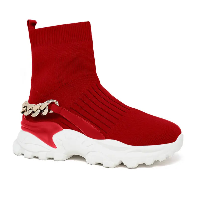 Yoki Womens Capri-sock Sneaker With Ankle Chain Yoki Fashion