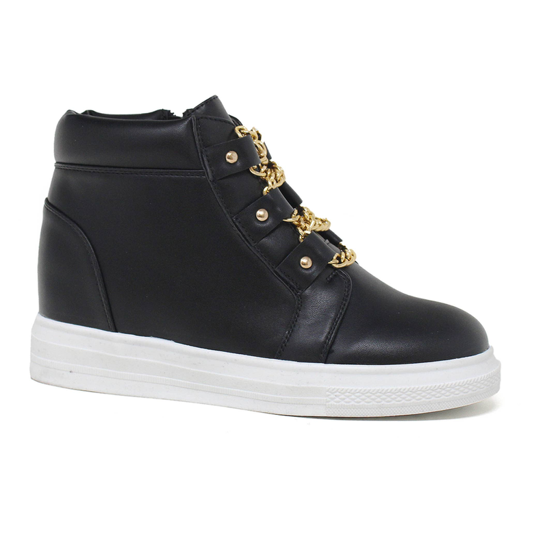 Yoki Womens Demian-45-high Top Sneaker With Chain Lace Yoki Fashion