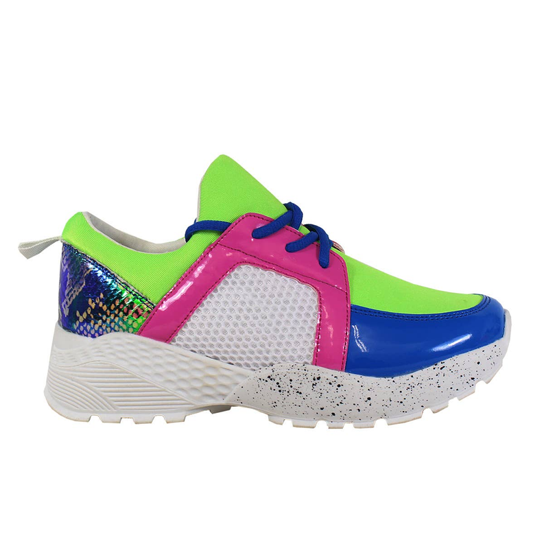 Yoki Womens JELO-12  NEON COLOR BLOCK ANIMAL PRINT sneakers Yoki Fashion