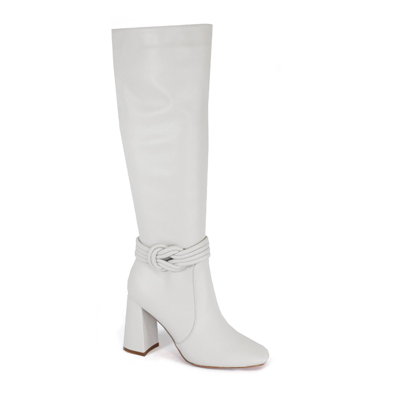 Yoki Womens Knotted Quilt Angled Tall Boots Yoki Fashion