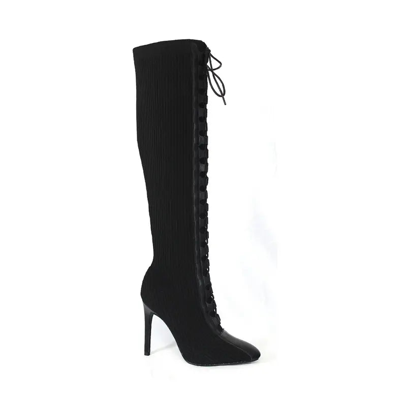 Yoki Womens Ophelia-31-High Corduroy Stretch lace up Boot Yoki Fashion