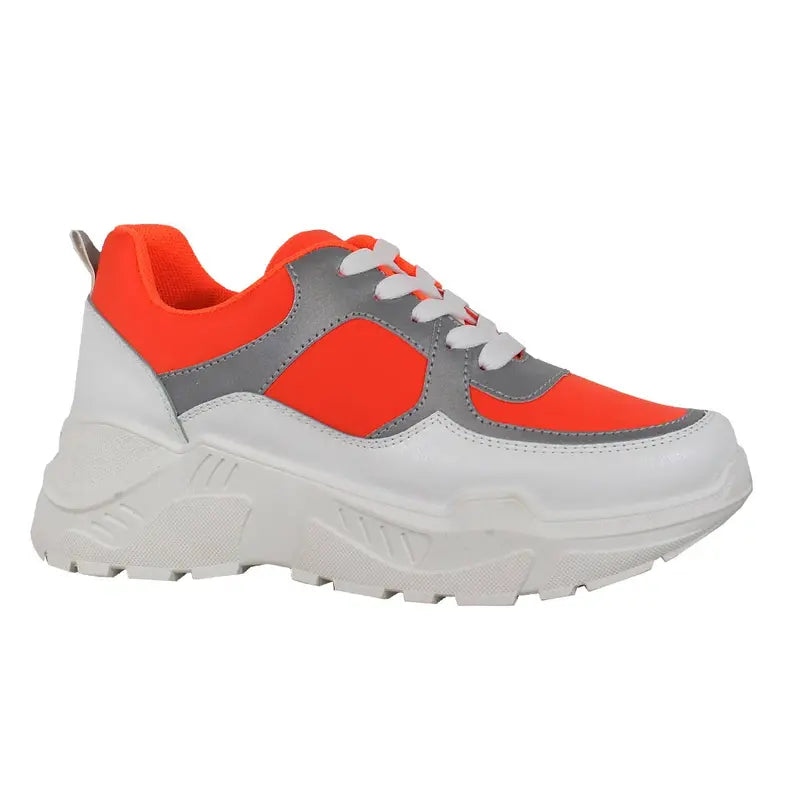 Yoki Womens THUNDER NEON LOW TOP CHUNKY SNEAKERs Yoki Fashion