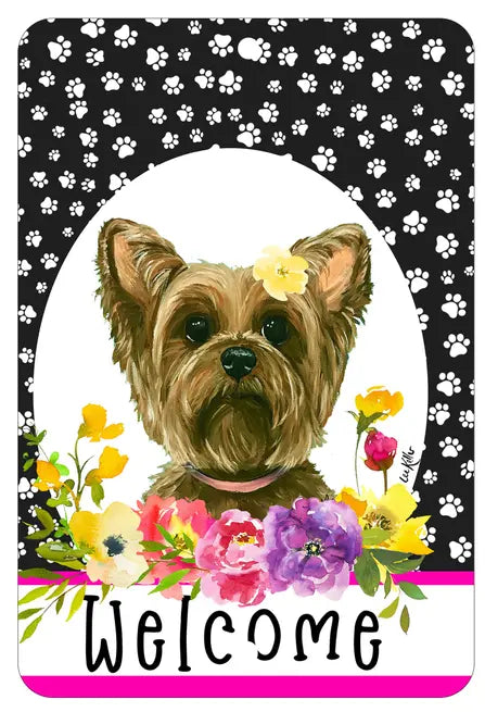 Yorkie - HHS Paw Prints Welcome Indoor/Outdoor Aluminum Sign Best of Breed