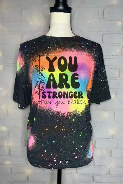 You Are Stronger Reverse Tie Dye Patchwork Tee The Blended Owl