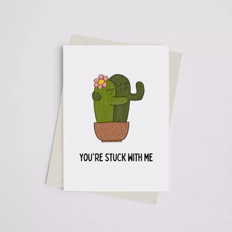 You're Stuck with Me - Greeting Card Black Cat Bazaar