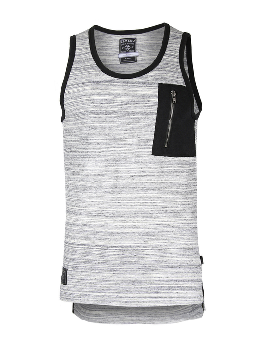 ZIMEGO Hiphop Zipper Pocket Side Slit Longline Tall Tank Top Zimego Apparel