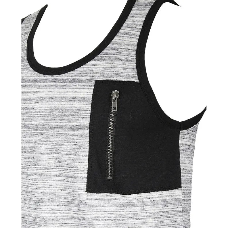ZIMEGO Hiphop Zipper Pocket Side Slit Longline Tall Tank Top Zimego Apparel