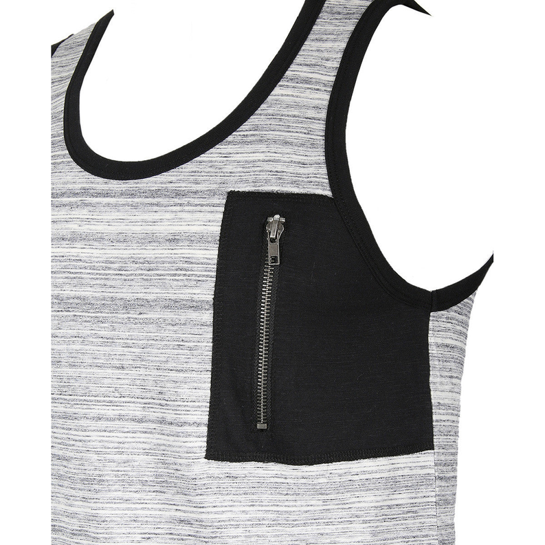 ZIMEGO Hiphop Zipper Pocket Side Slit Longline Tall Tank Top Zimego Apparel