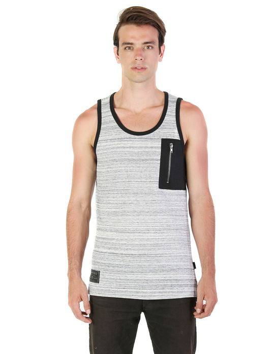 ZIMEGO Hiphop Zipper Pocket Side Slit Longline Tall Tank Top Zimego Apparel