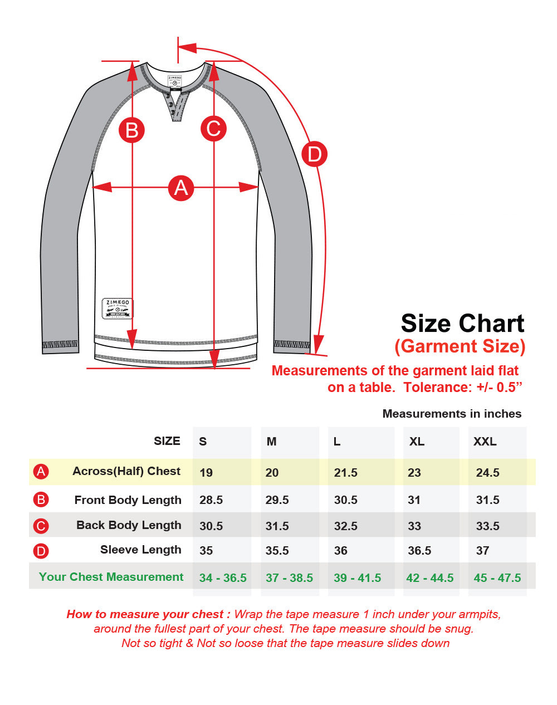 ZIMEGO Long Sleeve Contrast Raglan Henley V-Neck T-Shirts BLK-BLK Zimego Apparel