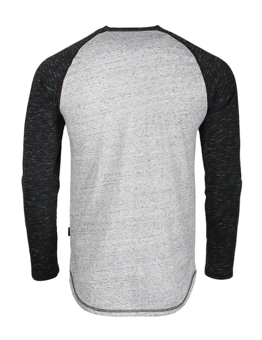 ZIMEGO Long Sleeve Contrast Raglan Henley V-Neck T-Shirts HEATHER DOT Zimego Apparel