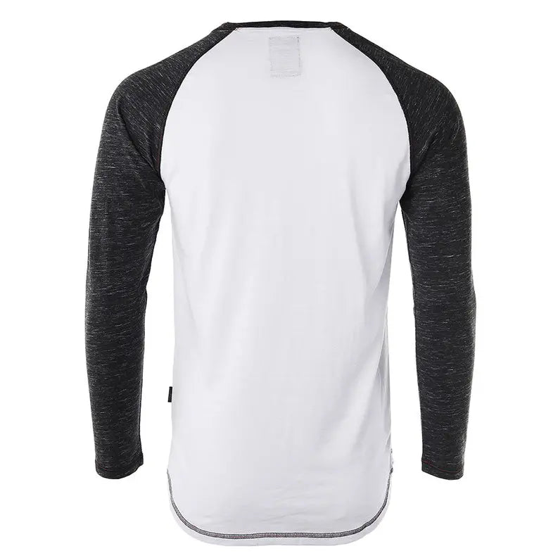 ZIMEGO Long Sleeve Contrast Raglan Henley V-Neck T-Shirts Zimego Apparel