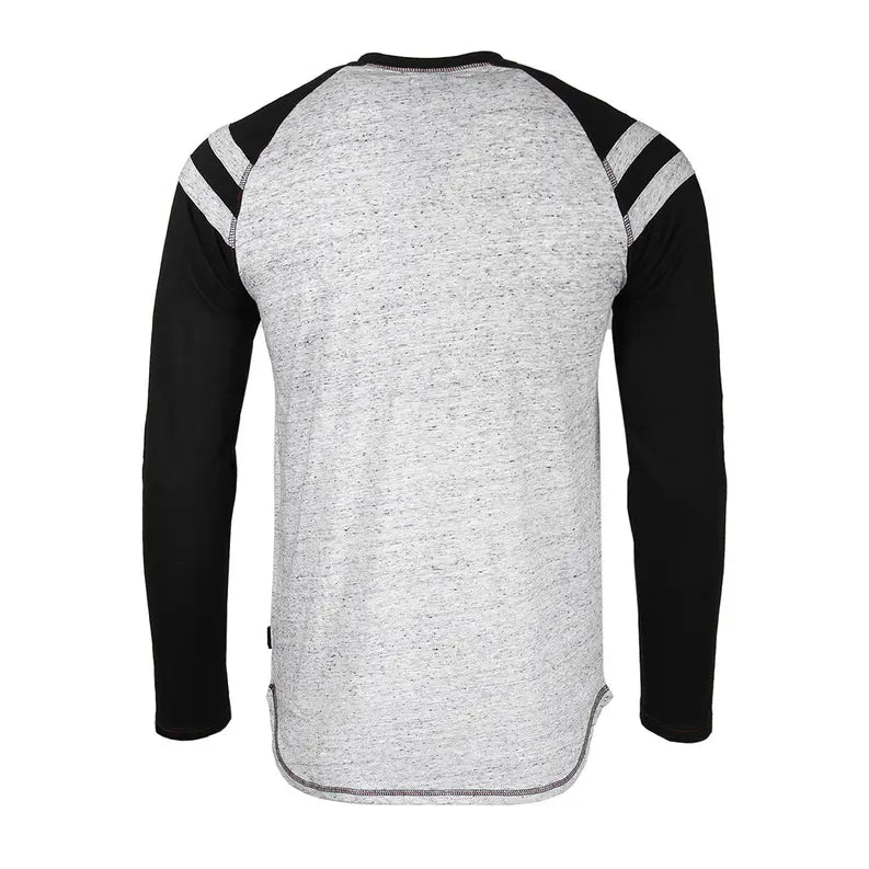 ZIMEGO Men's Long Sleeve Athletic Stripes Arm Contrast Raglan Henley Zimego Apparel