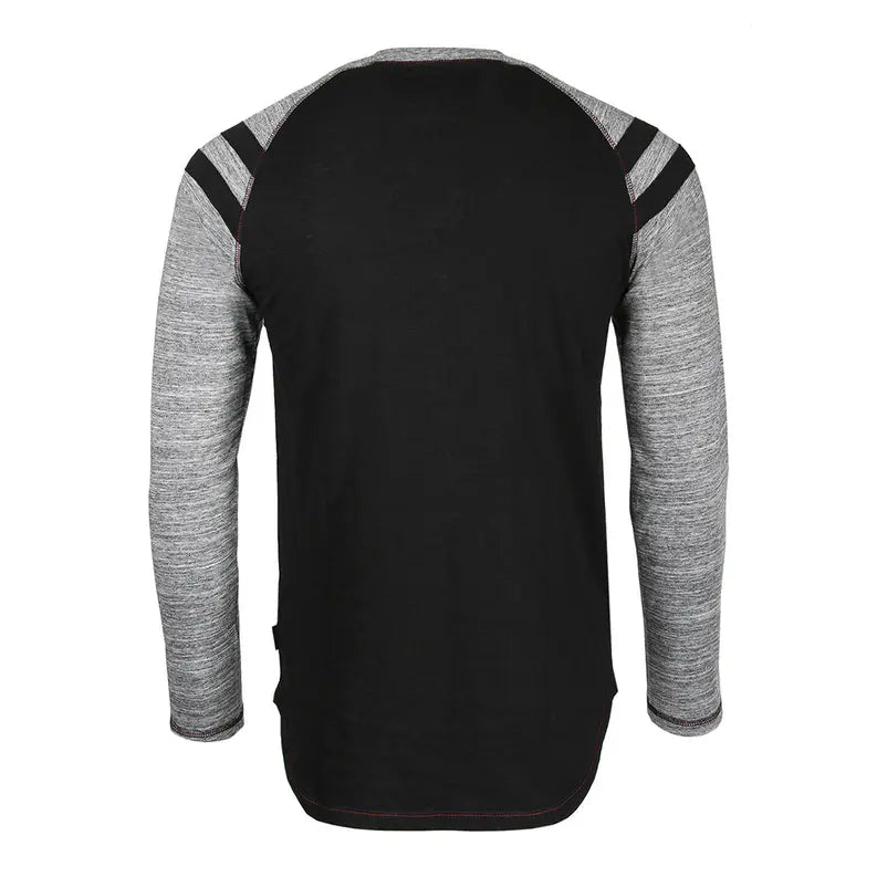 ZIMEGO Men's Long Sleeve Athletic Stripes Arm Contrast Raglan Henley Zimego Apparel