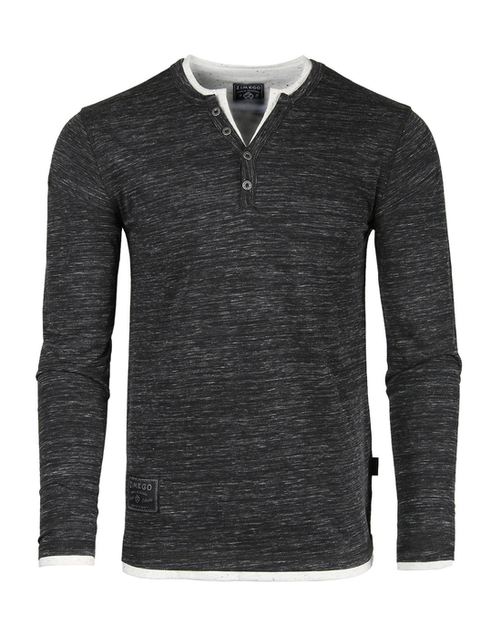 ZIMEGO Men's Long Sleeve Double Layered Y-Neck Fashion Henley Zimego Apparel