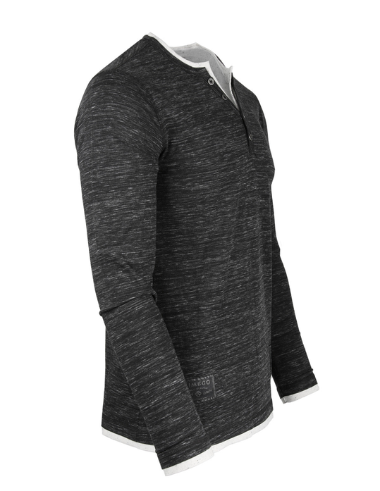 ZIMEGO Men's Long Sleeve Double Layered Y-Neck Fashion Henley Zimego Apparel