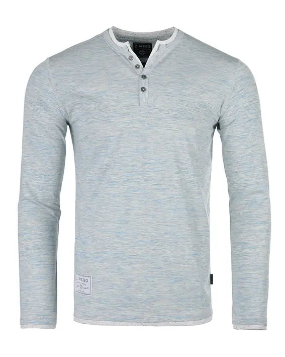 ZIMEGO Men's Long Sleeve Double Layered Y-Neck Fashion Henley Zimego Apparel