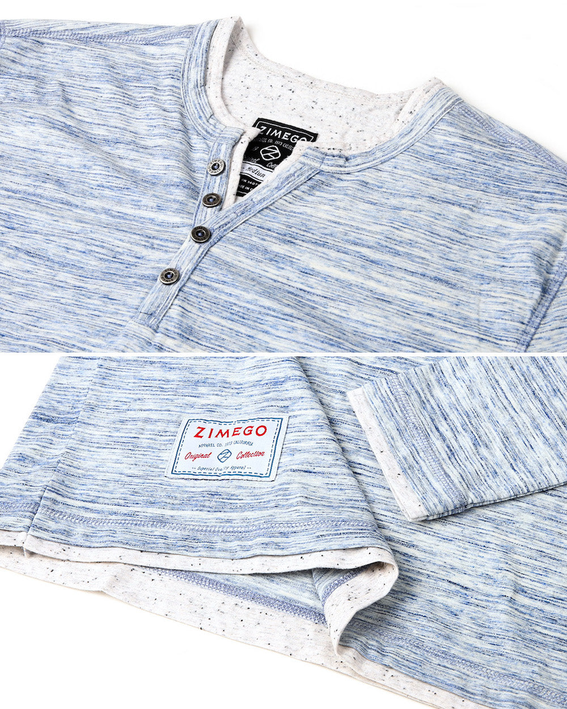 ZIMEGO Men's Long Sleeve Double Layered Y-Neck Fashion Henley Zimego Apparel
