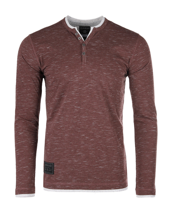 ZIMEGO Men's Long Sleeve Double Layered Y-Neck Fashion Henley Zimego Apparel