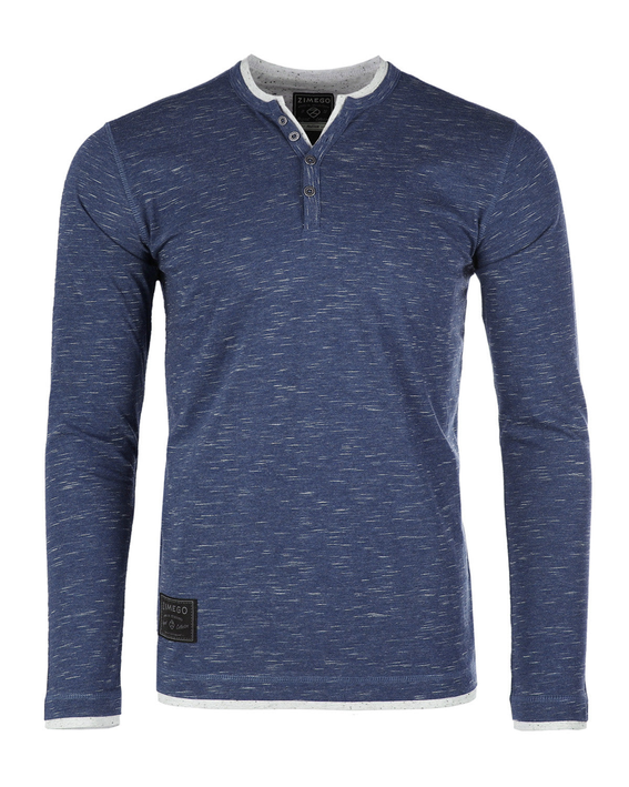 ZIMEGO Men's Long Sleeve Double Layered Y-Neck Fashion Henley Zimego Apparel