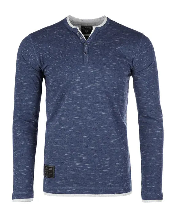 ZIMEGO Men's Long Sleeve Double Layered Y-Neck Fashion Henley Zimego Apparel