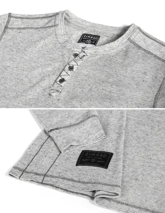 ZIMEGO Men's Long Sleeve Lightweight Waffle Thermal Henley T-shirts Zimego Apparel