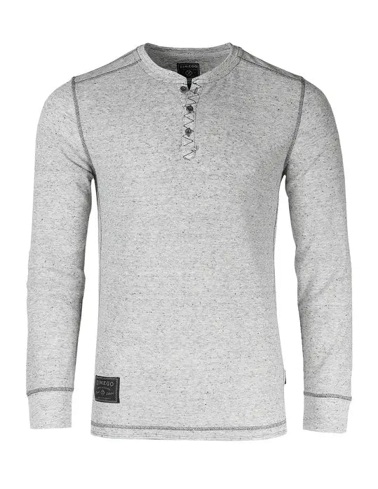 ZIMEGO Men's Long Sleeve Lightweight Waffle Thermal Henley T-shirts Zimego Apparel