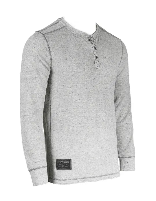 ZIMEGO Men's Long Sleeve Lightweight Waffle Thermal Henley T-shirts Zimego Apparel