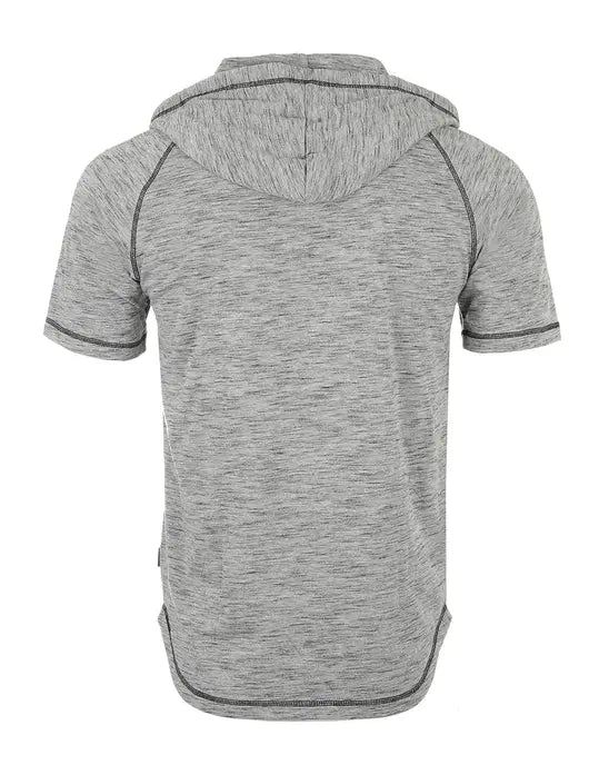 ZIMEGO Men's Short Sleeve Raglan Henley Hoodie Round Bottom Semi Longline T-Shirt Zimego Apparel