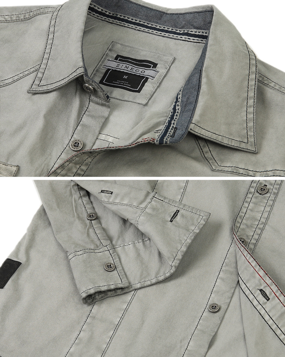 ZIMEGO Men's Stretch Flex Slim Color Washed Vintage Rugged Fashion Button Shirts Zimego Apparel