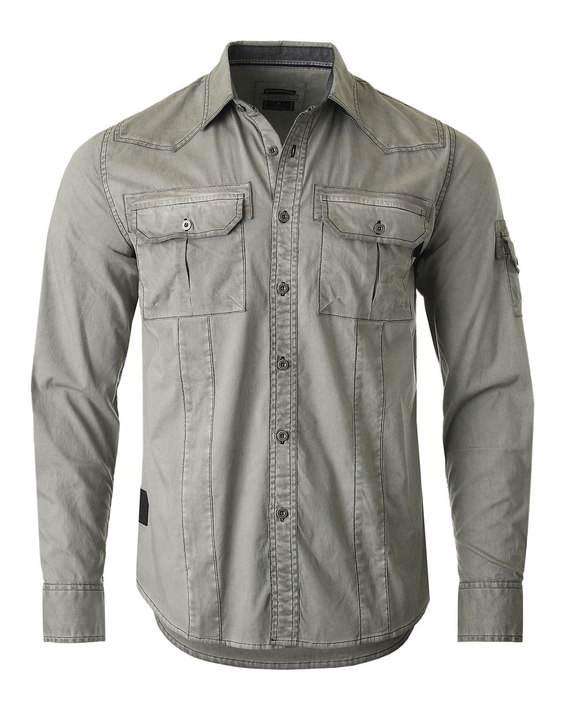 ZIMEGO Men's Stretch Flex Slim Color Washed Vintage Rugged Fashion Button Shirts Zimego Apparel