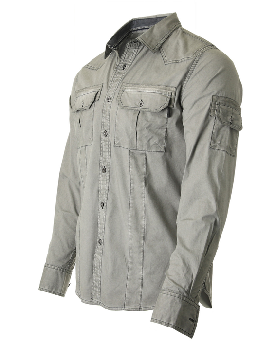 ZIMEGO Men's Stretch Flex Slim Color Washed Vintage Rugged Fashion Button Shirts Zimego Apparel