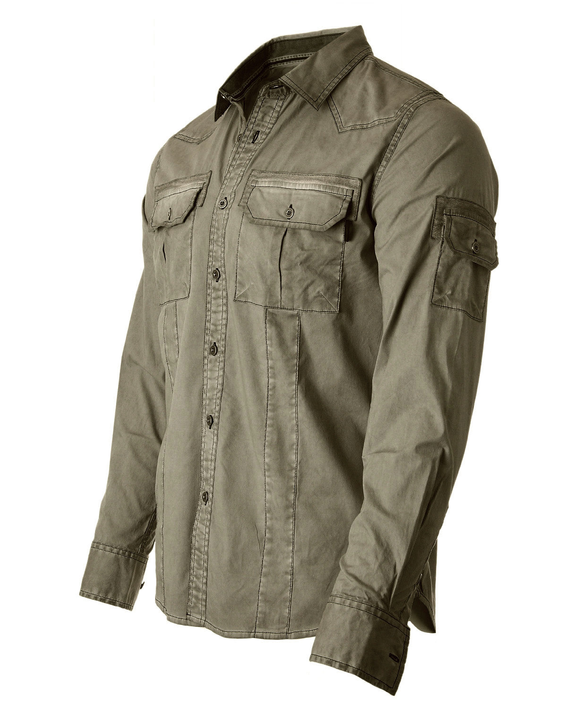 ZIMEGO Men's Stretch Flex Slim Color Washed Vintage Rugged Fashion Button Shirts Zimego Apparel